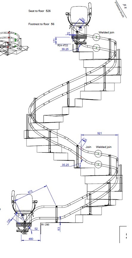 Curved Stair Lift drawing